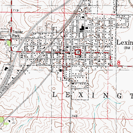Topographic Map of Lexington Public Library, IL