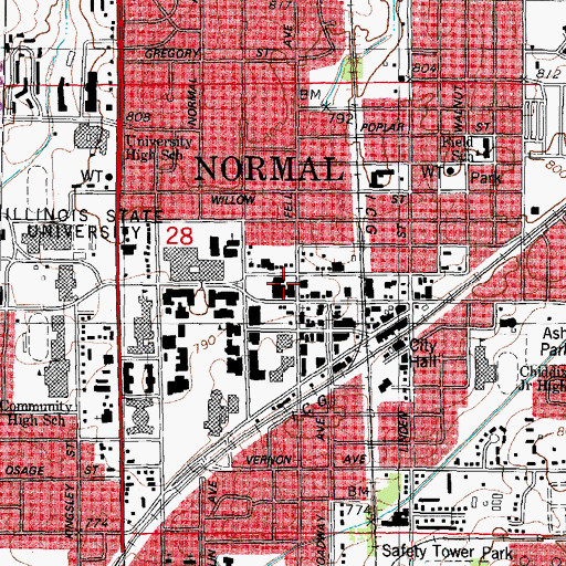 Topographic Map of Manchester Hall, IL