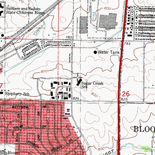 Topographic Map of Martin Luther King Park, IL