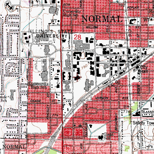 Topographic Map of McCormick Hall, IL