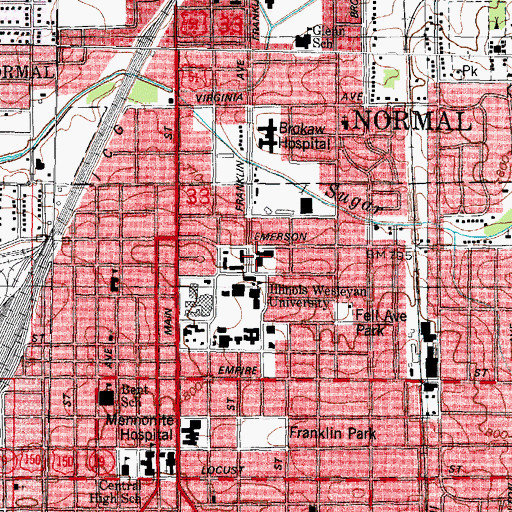 Topographic Map of Memorial Gymnasium, IL