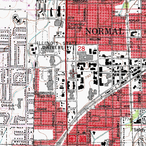 Topographic Map of Metcalf School, IL