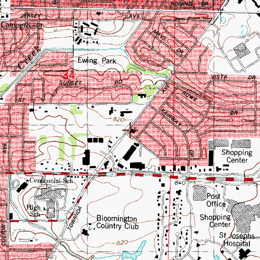 Topographic Map of Moses Montefiore Temple, IL