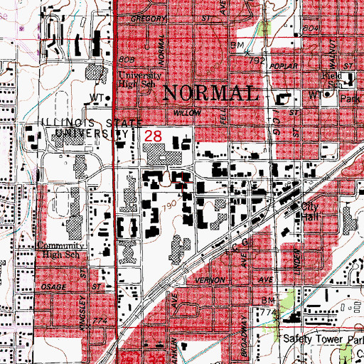 Topographic Map of Moulton Hall, IL