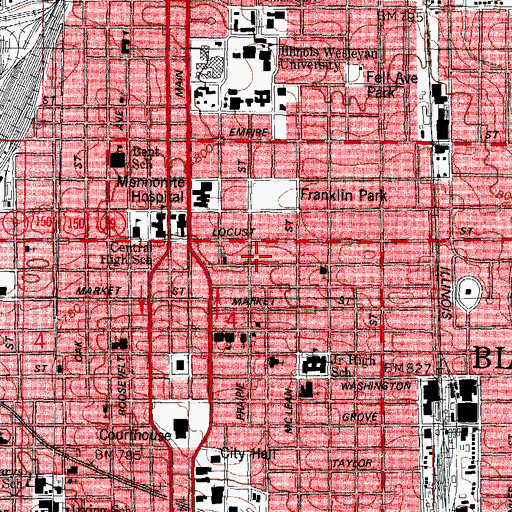 Topographic Map of Mulberry School, IL