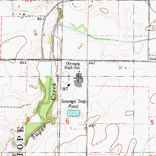 Topographic Map of Olympia High School, IL