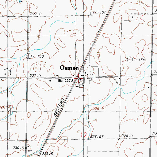 Topographic Map of Osman Post Office (historical), IL