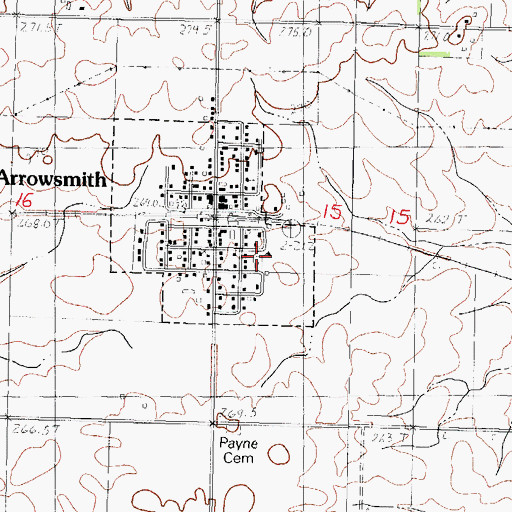 Topographic Map of Ridgeview Arrowsmith Elementary School, IL