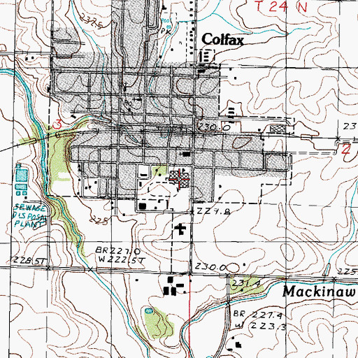 Topographic Map of Ridgeview High School, IL
