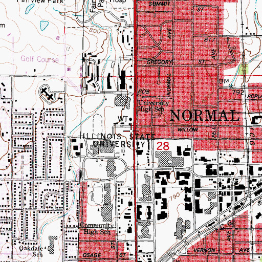 Topographic Map of Ropp Agriculture Building, IL