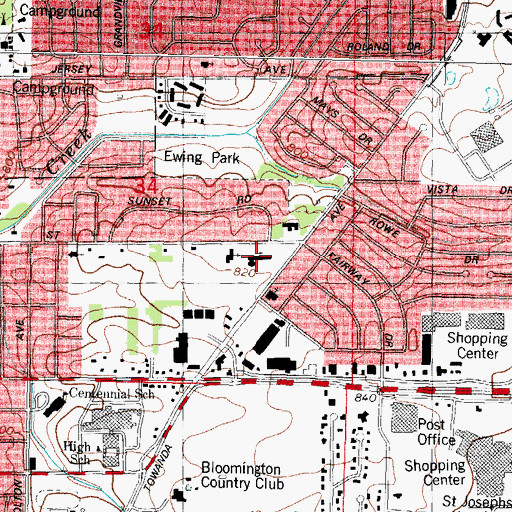 Topographic Map of Saint Johns Lutheran Church, IL