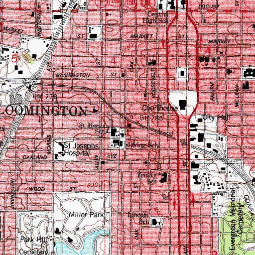 Topographic Map of Saint Marys Roman Catholic Church, IL