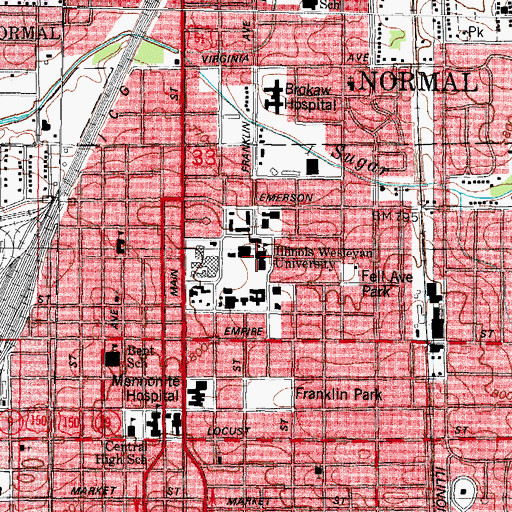 Topographic Map of Shaw Hall, IL