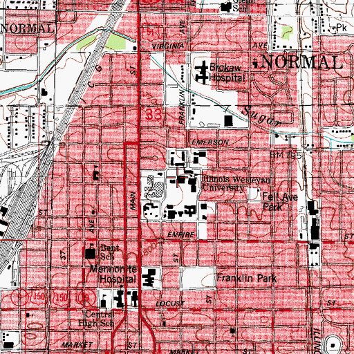 Topographic Map of Sheean Library, IL