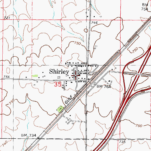 Topographic Map of Shirley Post Office, IL