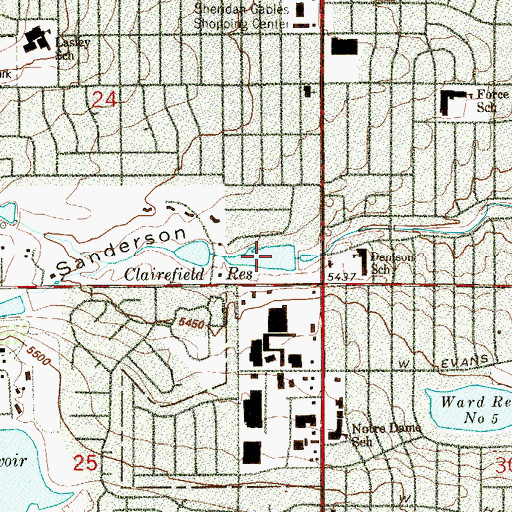 Topographic Map of Clairfield Reservoir, CO
