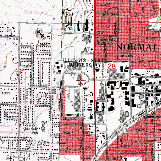 Topographic Map of Turner Hall, IL