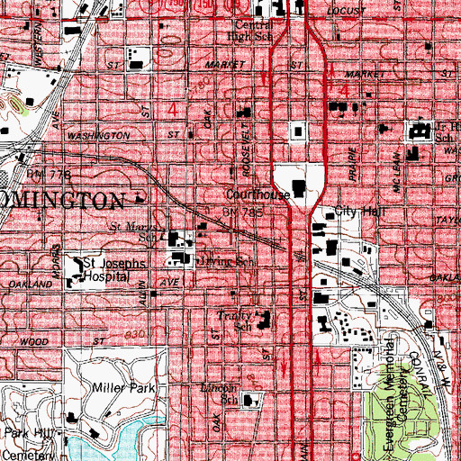 Topographic Map of Union Missionary Baptist Church, IL