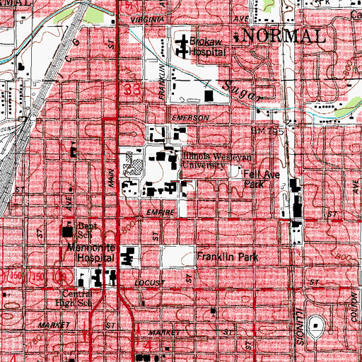 Topographic Map of United Methodist Central Illinois Conference Office, IL