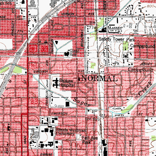 Topographic Map of Vineyard Christian Fellowship Church, IL