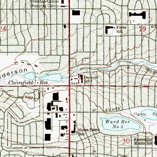 Topographic Map of Denison Montessori School, CO