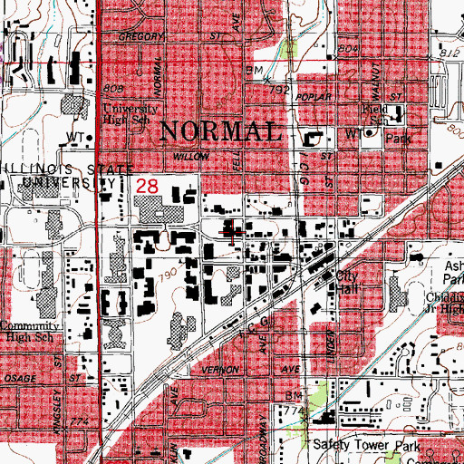Topographic Map of Vrooman Center, IL