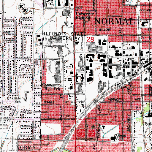 Topographic Map of Walker Hall, IL