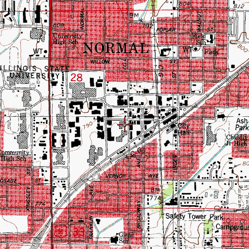 Topographic Map of Watterson Commons, IL