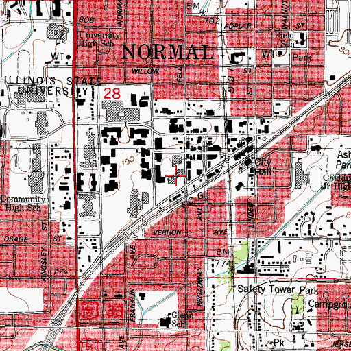 Topographic Map of Watterson Towers, IL