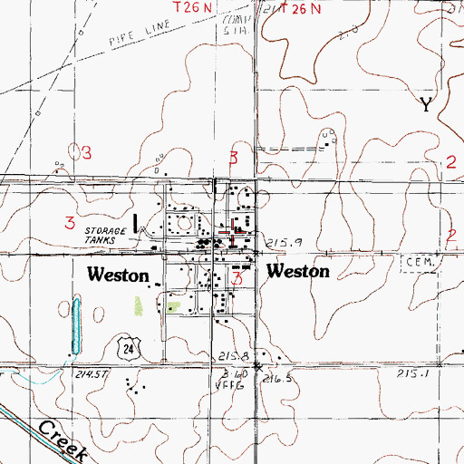 Topographic Map of Weston Post Office (historical), IL