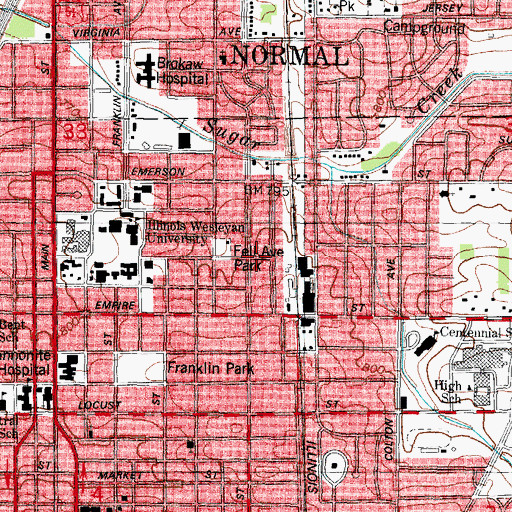 Topographic Map of White Place Historic District, IL