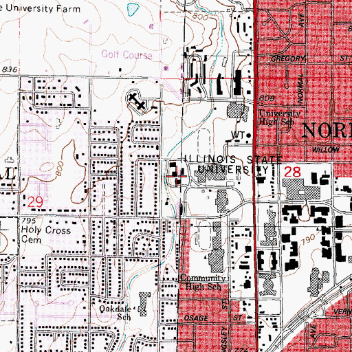 Topographic Map of Wilkins Hall, IL