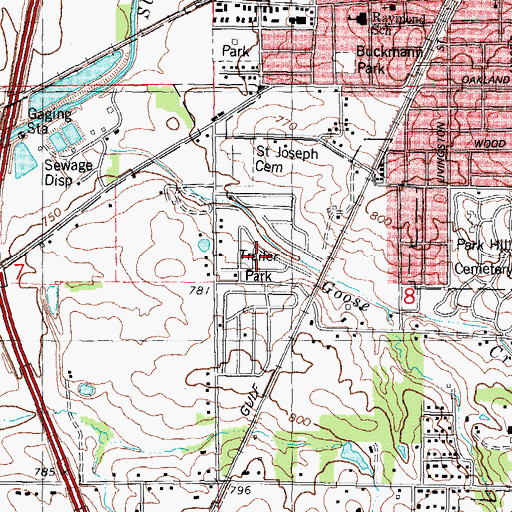 Topographic Map of Willow Creek Trailer Park, IL