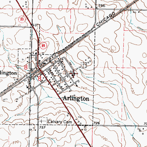 Topographic Map of Arlington Elementary School, IL