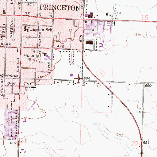 Topographic Map of Bethel Baptist Church, IL