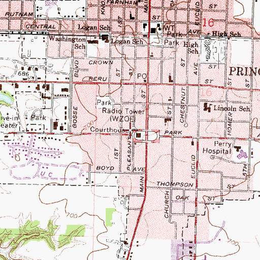 Topographic Map of Bureau County Historical Museum, IL