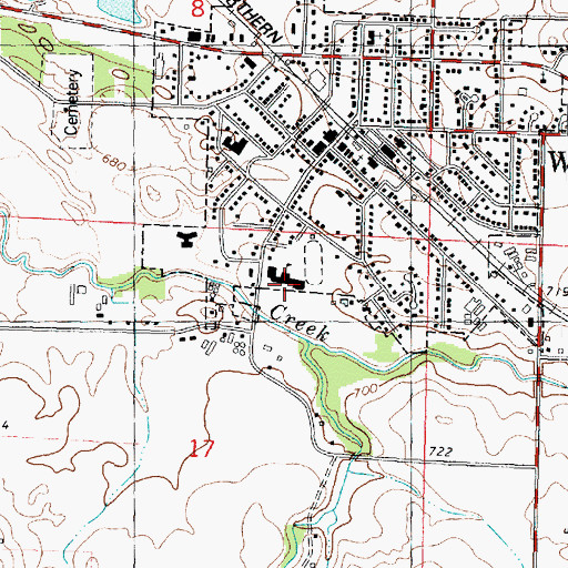 Topographic Map of Bureau Valley North School, IL