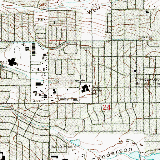 Topographic Map of Lasley Cottages, CO