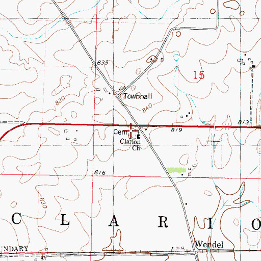 Topographic Map of Clarion Lutheran Cemetery, IL