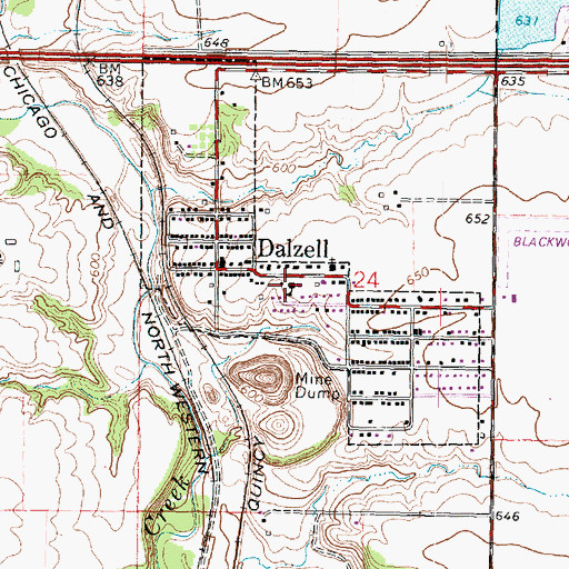 Topographic Map of Dalzell Grade School, IL