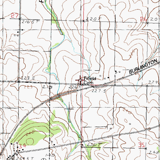 Topographic Map of Fifield Cemetery, IL