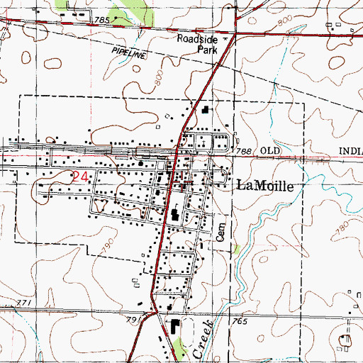 Topographic Map of First Congregational Church of La Moille, IL