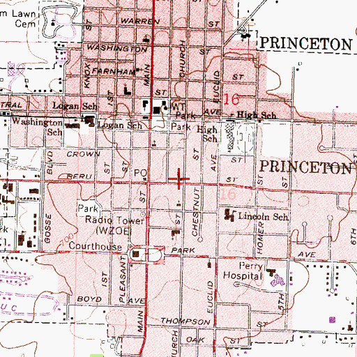 Topographic Map of First United Methodist Church, IL