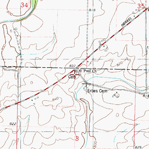 Topographic Map of German Evangelical Cemetery, IL