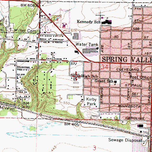 Topographic Map of Hall High School, IL