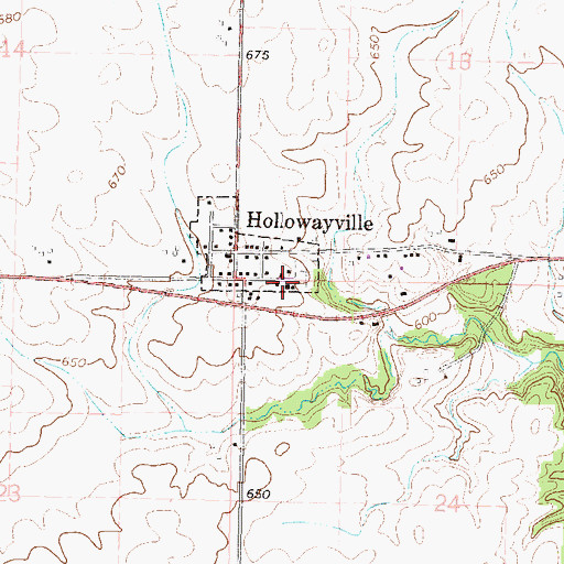 Topographic Map of Hollowayville United Church of Christ, IL