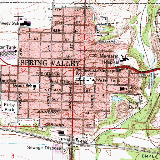 Topographic Map of Immaculate Conception Roman Catholic Church, IL