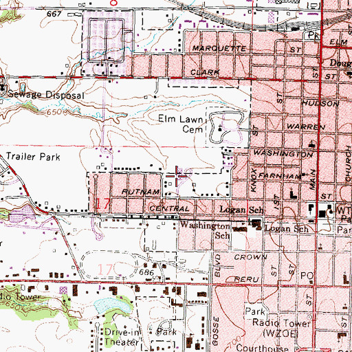 Topographic Map of Jefferson Elementary School, IL