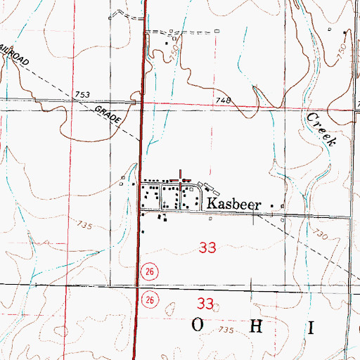 Topographic Map of Kasbeer Post Office, IL