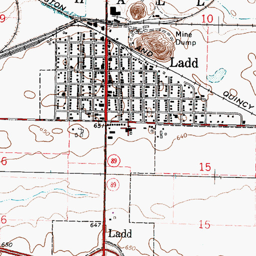 Topographic Map of Ladd Community Consolidated School, IL